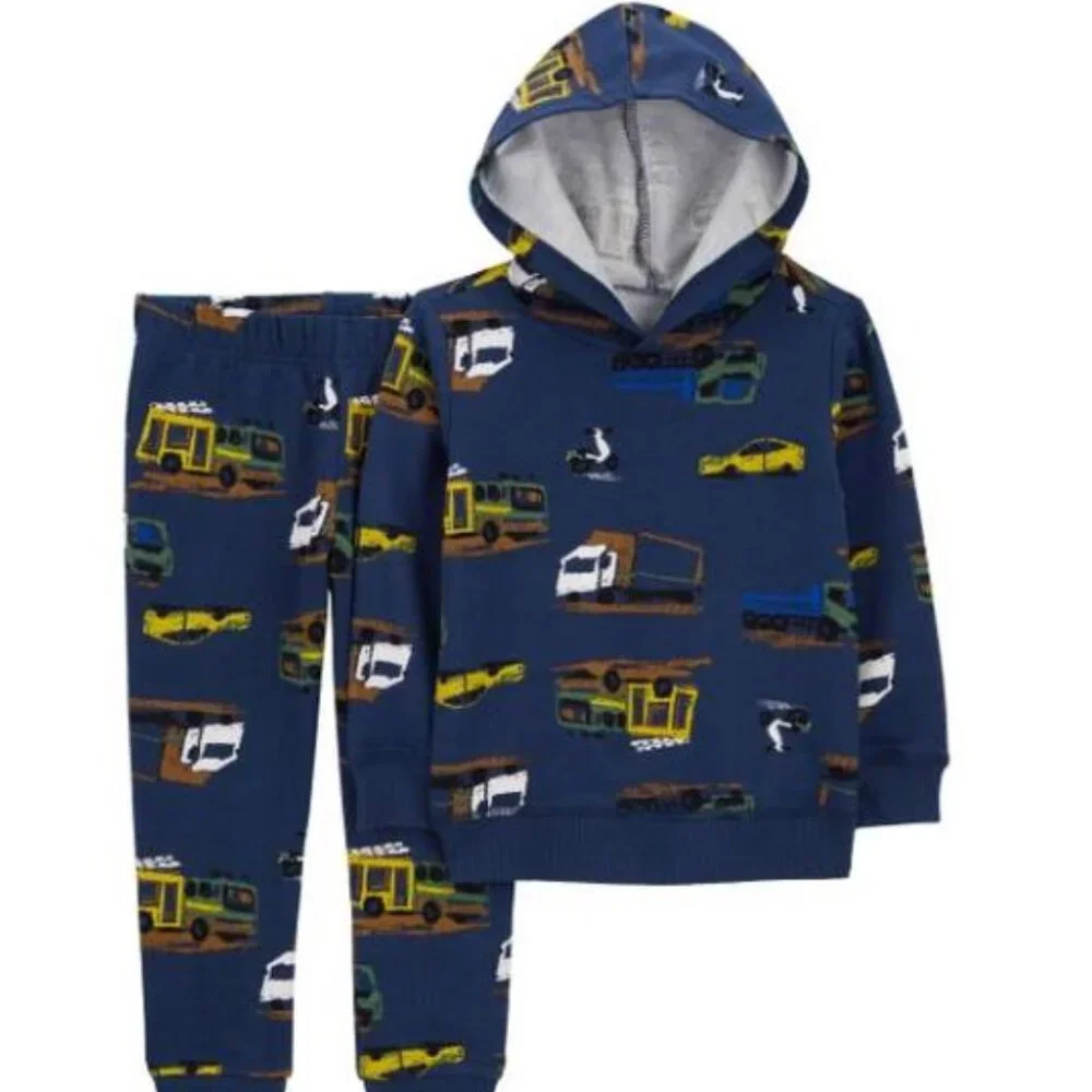 NWT Carter's Boy Long Sweatshirt Set 2 Pieces Blue Truck